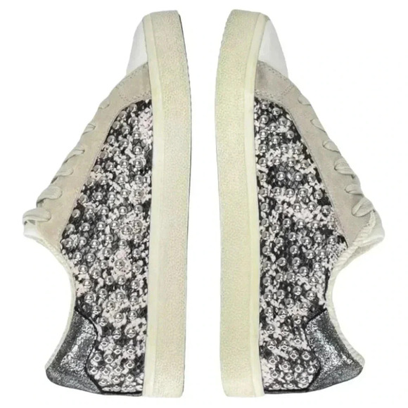 AQUA Womens Sneakers 6M Tess Grey Snake Print Leather Silver Studded - Picture 11 of 16